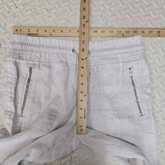 Athleta Linen Jogger Pants Womens 8 Neutrals Animal Print Resort Wear Cruise - Picture 8 of 12